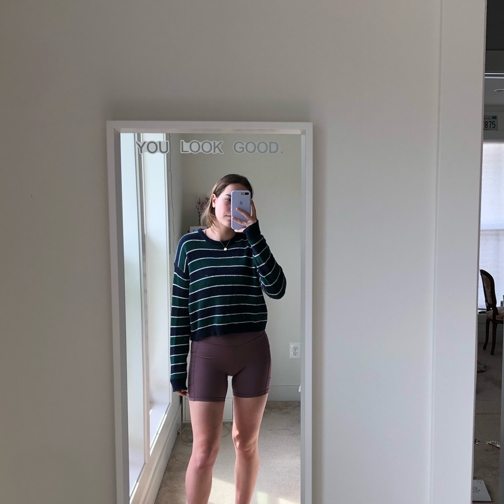 like new dark green & navy striped brandy Melville sweater
